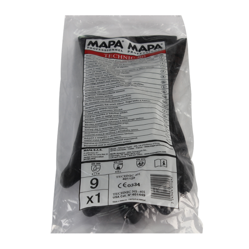 MAPA Technic401-9氯丁橡膠植絨防化手套圖片4