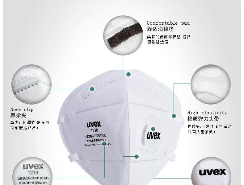 UVEX優唯斯8721210折疊式帶閥KN95防塵口罩圖片1