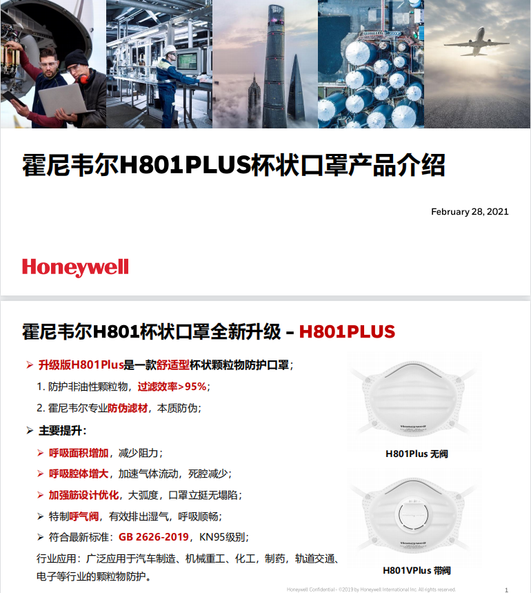 霍尼韋爾H1008001V H801VPLUS KN95頭戴式杯狀帶閥舒適型防塵口罩圖片3