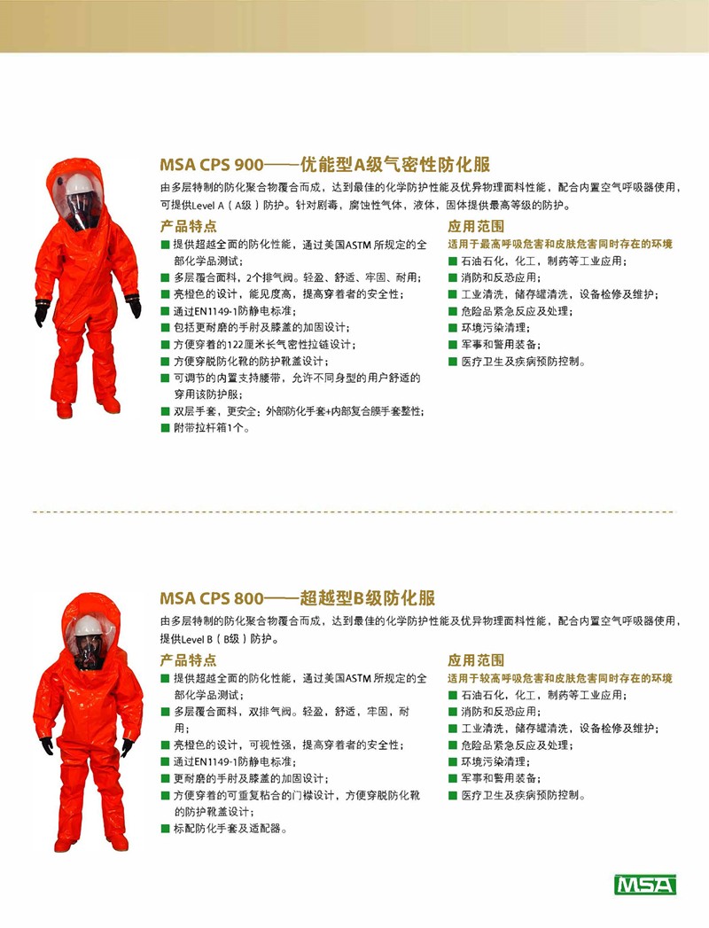 梅思安10127906CPS900A級(jí)氣密型連體防化服圖片2