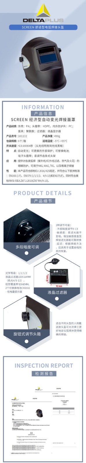 代爾塔101132SCREEN電焊面罩圖片