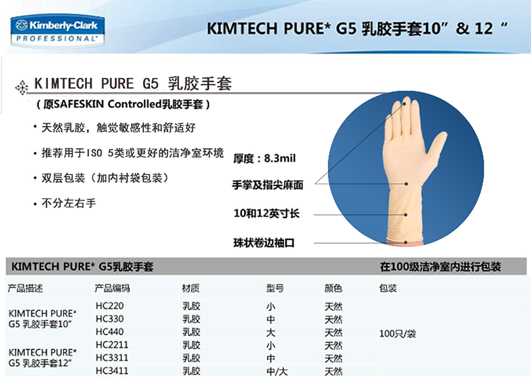 金佰利HC220-S G5乳膠手套圖3