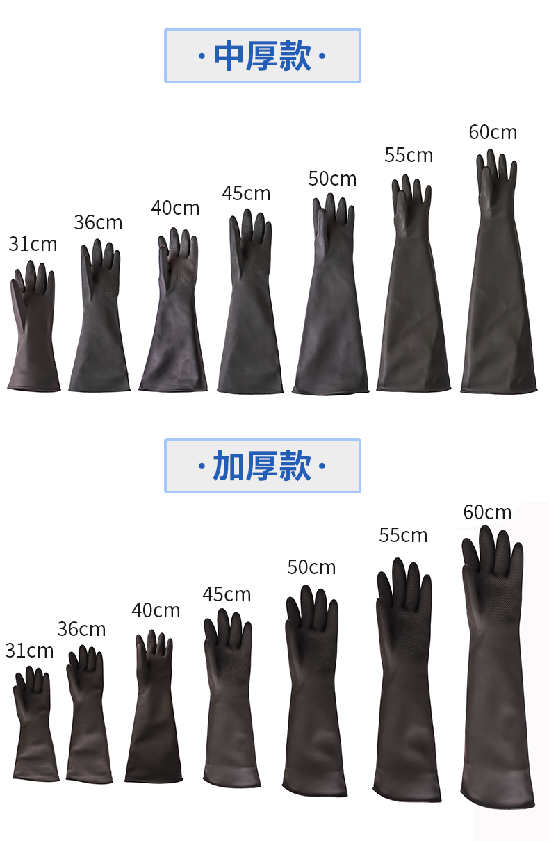 威蝶45A-1黑色耐酸堿乳膠手套圖5