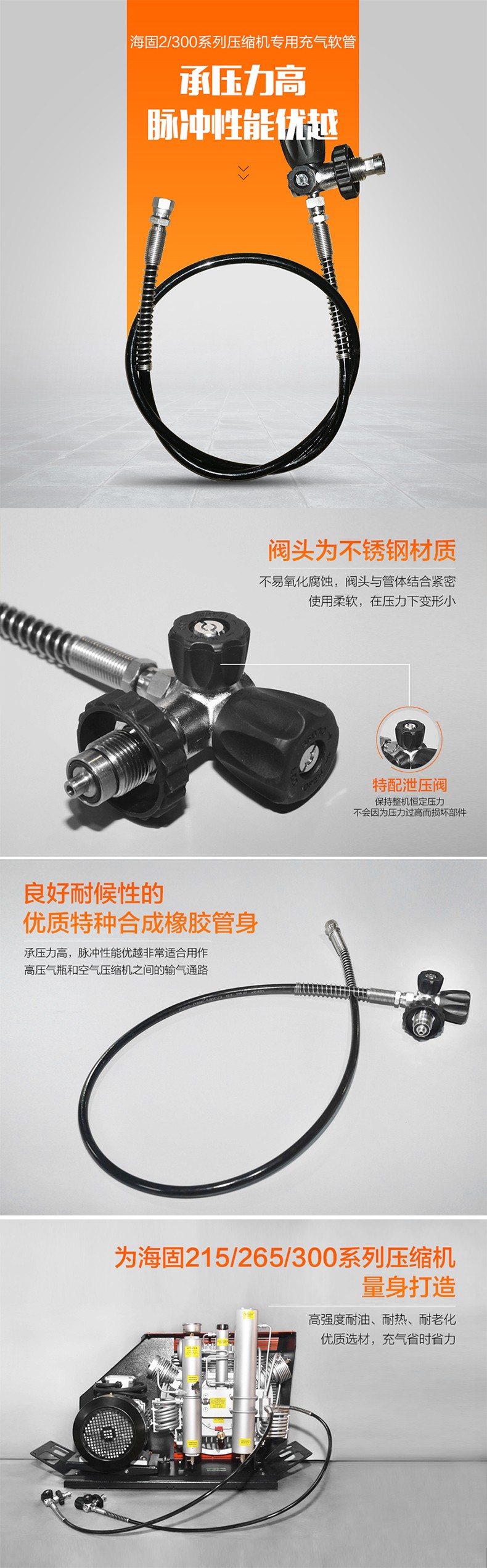 海固CQ300-RG+JT/X高壓空氣壓縮機(jī)專(zhuān)用充氣軟管圖片