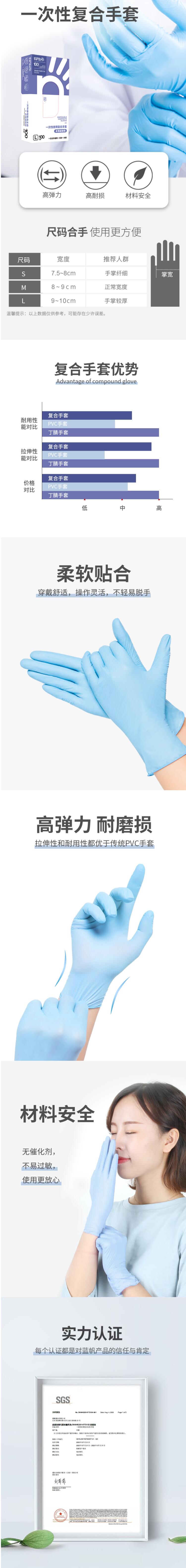 藍帆醫(yī)療C2176一次性耐磨PVC手套圖片