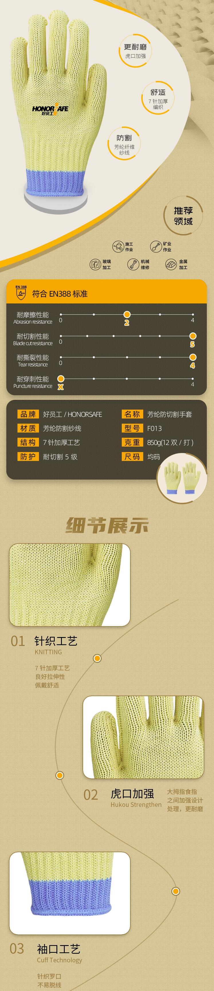好員工F013五級防割手套圖片