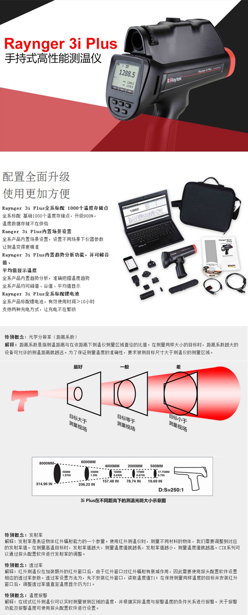 雷泰RAYR3I2ML3+瞄準鏡雙激光瞄準手持紅外測溫儀圖片