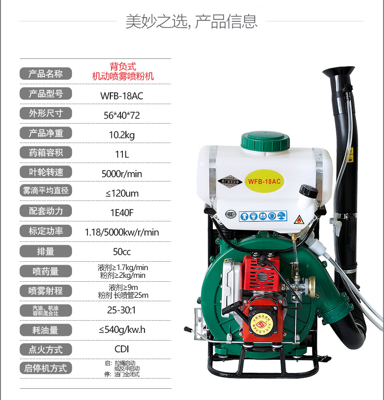 市下WFB-18AC 11L背負式動力噴霧機圖片3