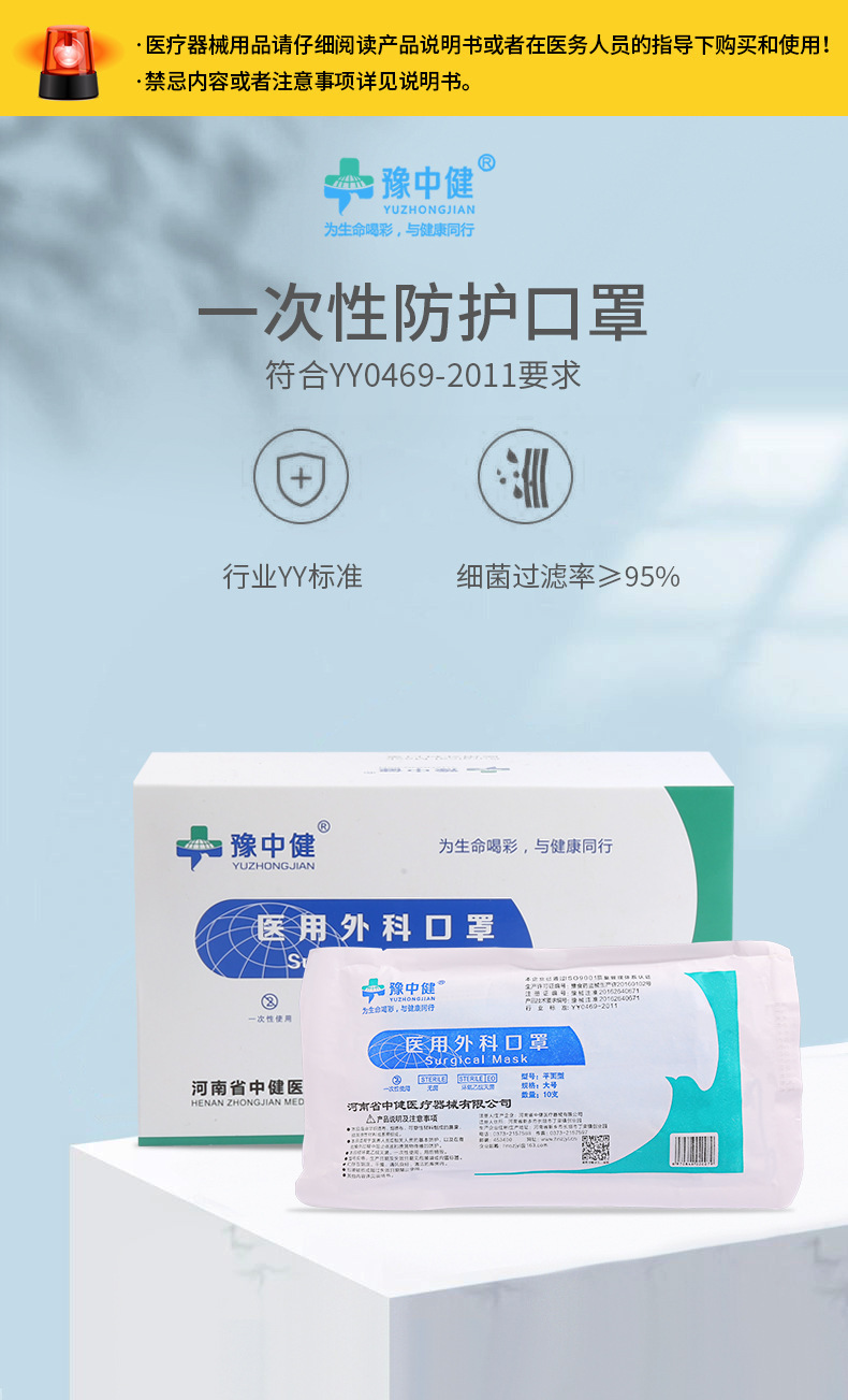 豫中健一次性醫用外科口罩圖片