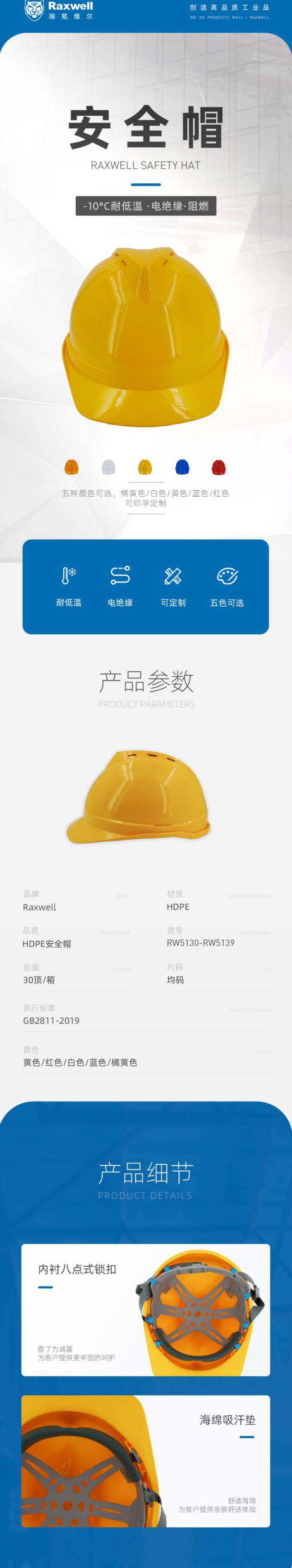 瑞氪維爾RW5135 HDPE無透氣孔安全帽圖片