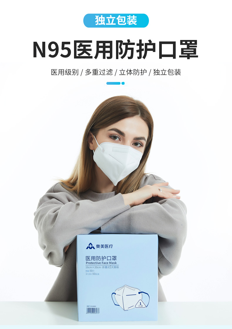 奧美醫(yī)療折疊式N95醫(yī)用防護(hù)口罩圖片