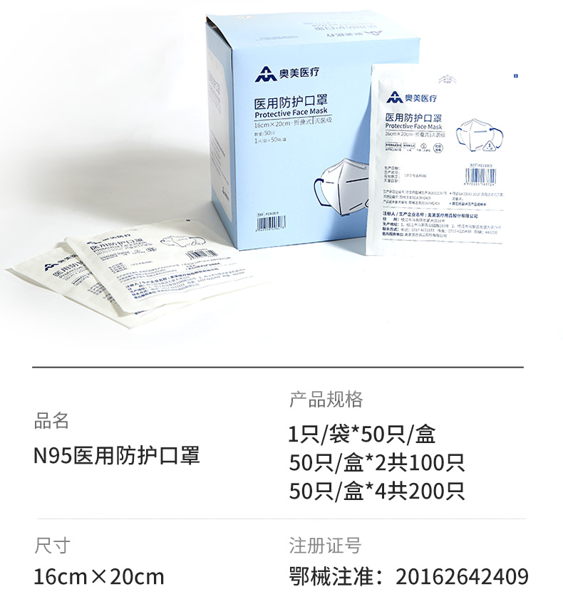 奧美醫(yī)療折疊式N95醫(yī)用防護(hù)口罩圖片2