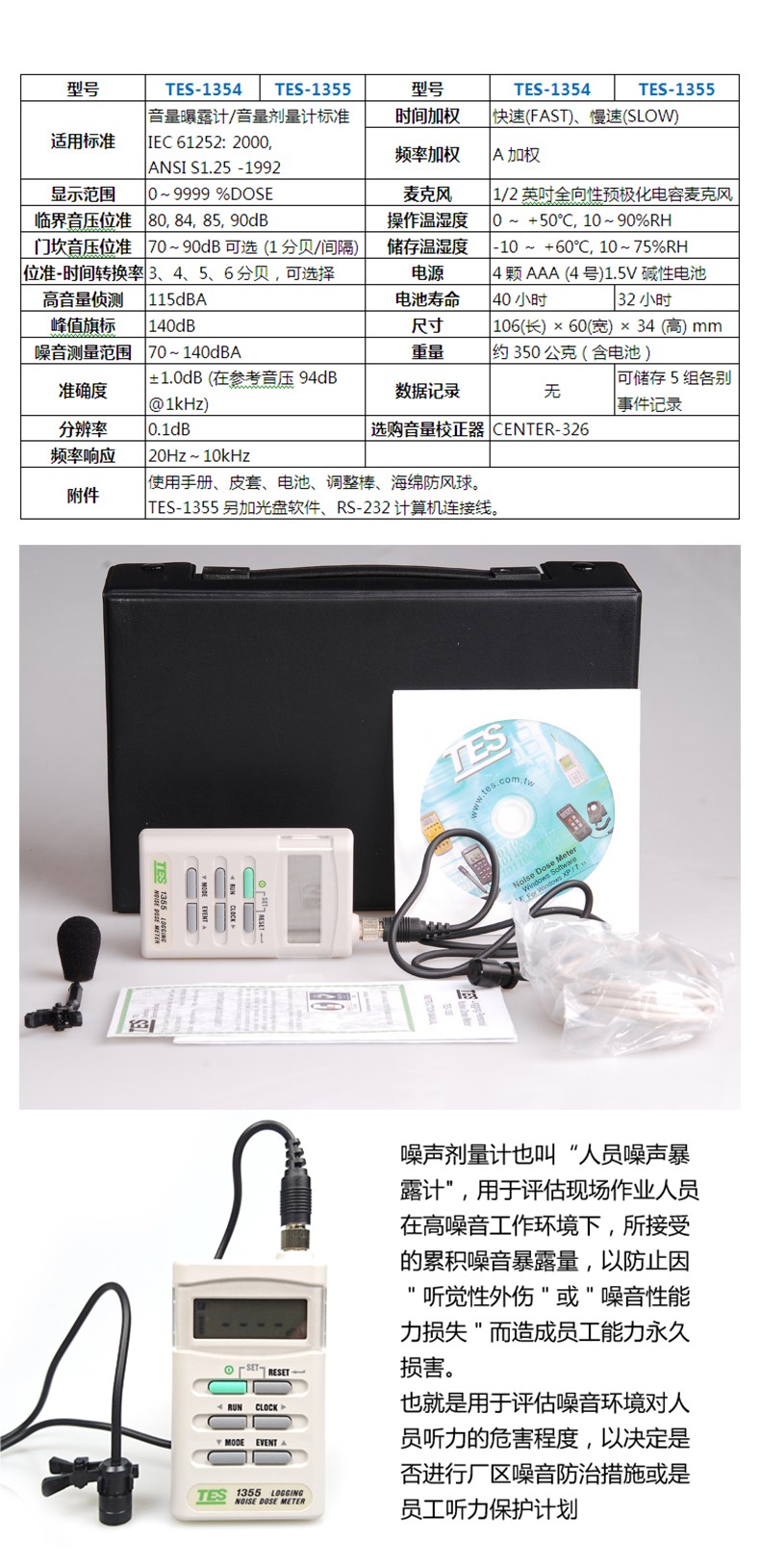 臺灣泰仕TES-1355噪音劑量計圖片