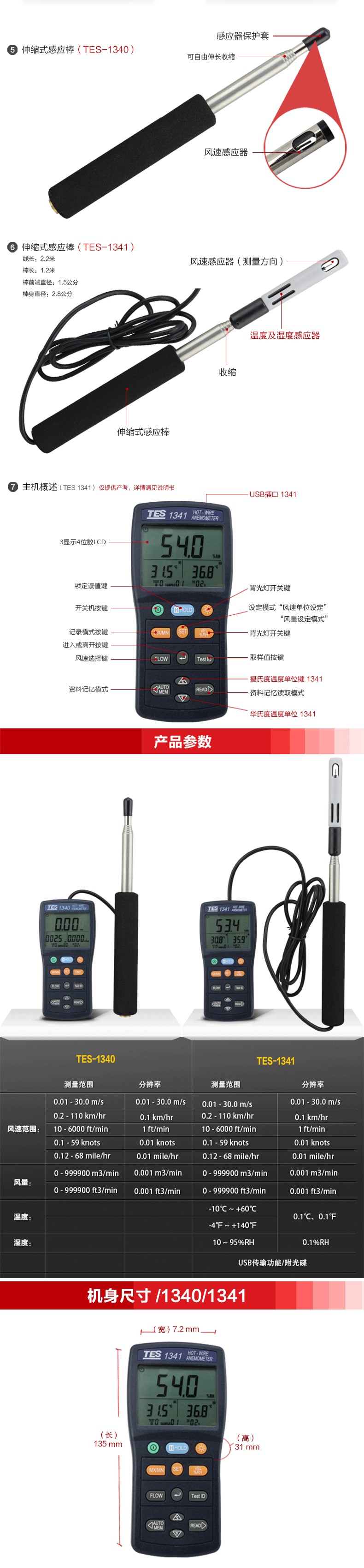 臺灣泰仕TES-1340風速儀圖片2