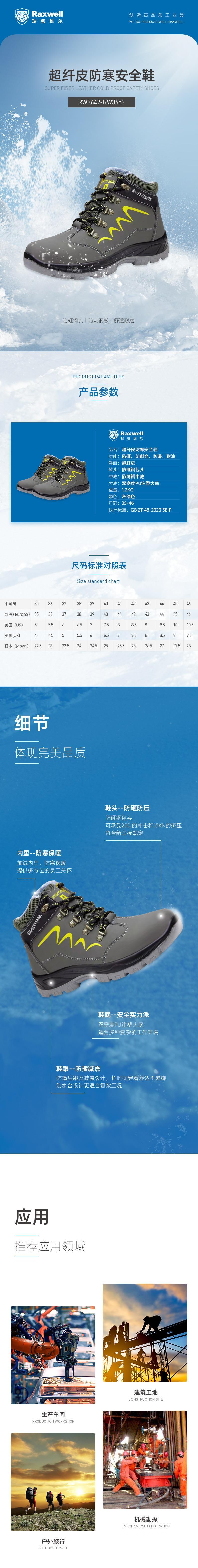 瑞氪維爾RW3644防砸防滑耐油防刺穿安全鞋圖片