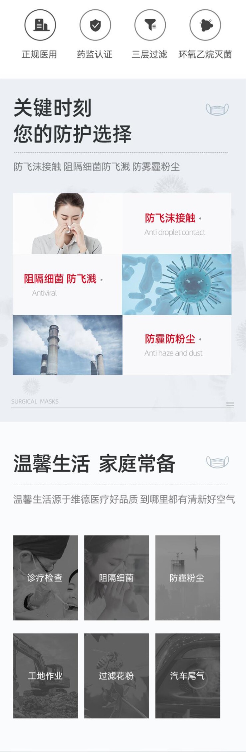 維德醫療滅菌藍色醫用外科口罩圖片1