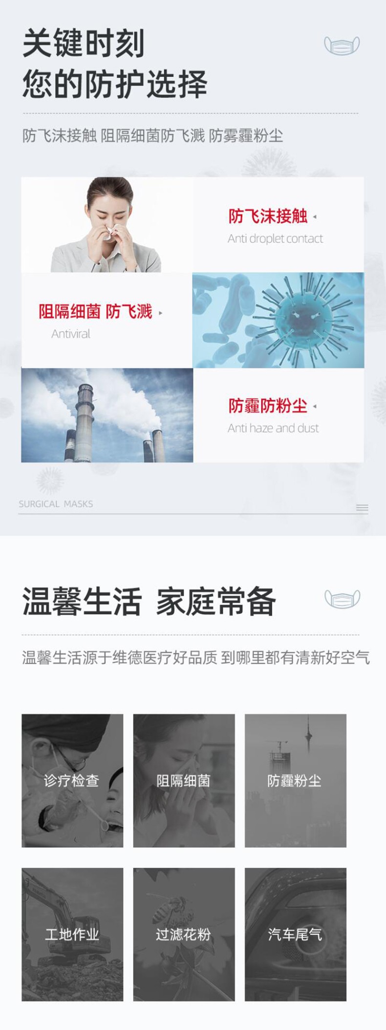 維德醫療白色醫用外科口罩圖片1