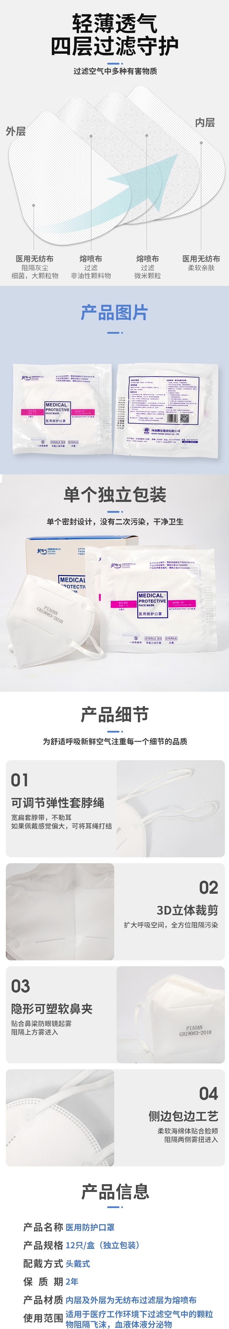 飄安無菌折疊式頭戴N95醫用防護口罩圖片