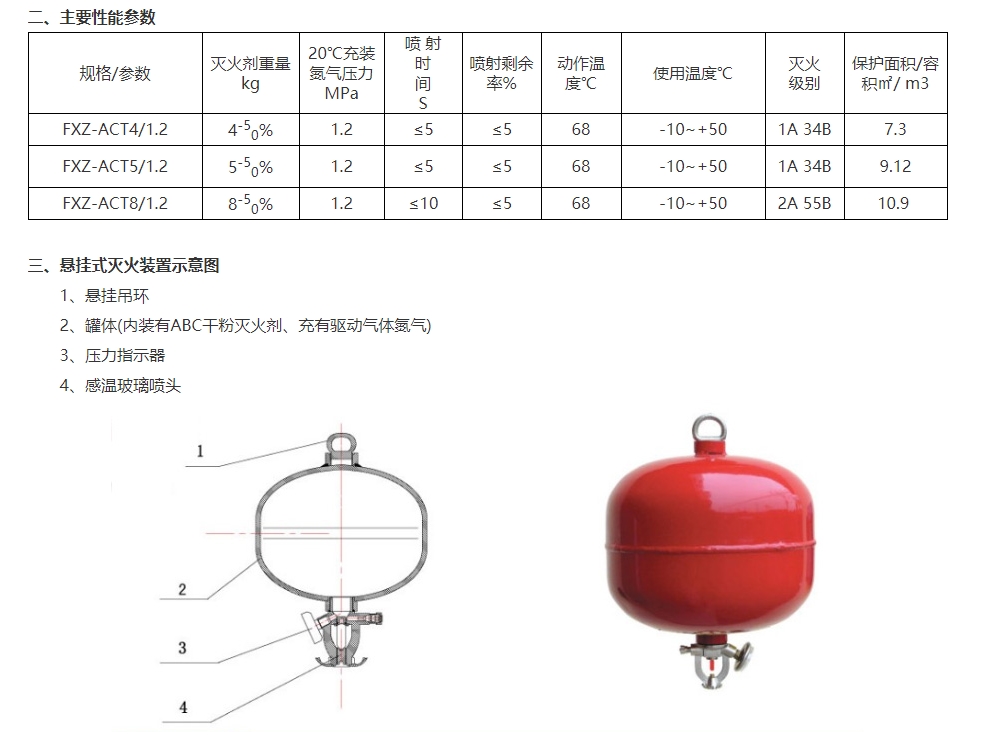 淮海FXZ-ACT4/1.2懸掛式超細干粉滅火裝置圖片