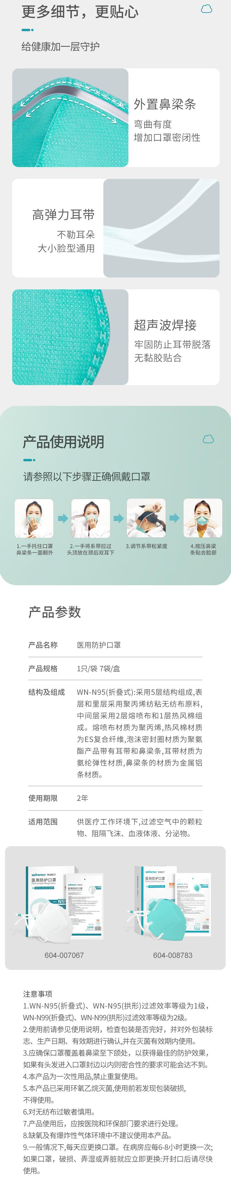 穩健604-007067頭戴式N95醫用防護口罩圖片4