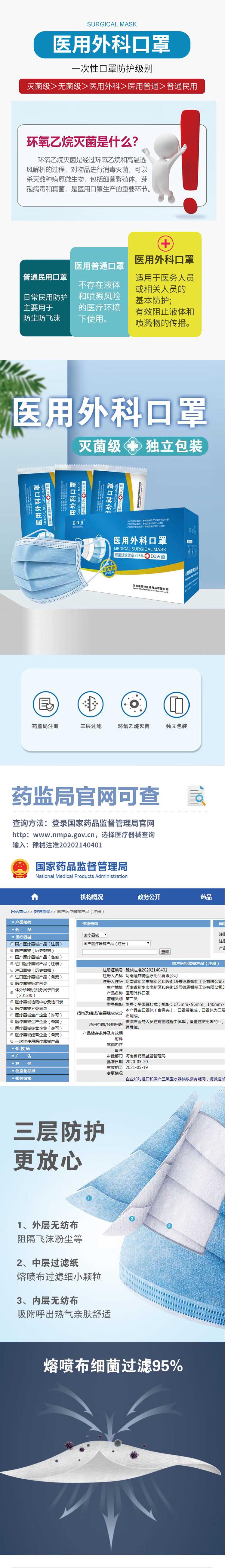 美仕康滅菌級(jí)獨(dú)立包裝醫(yī)用外科口罩圖片1