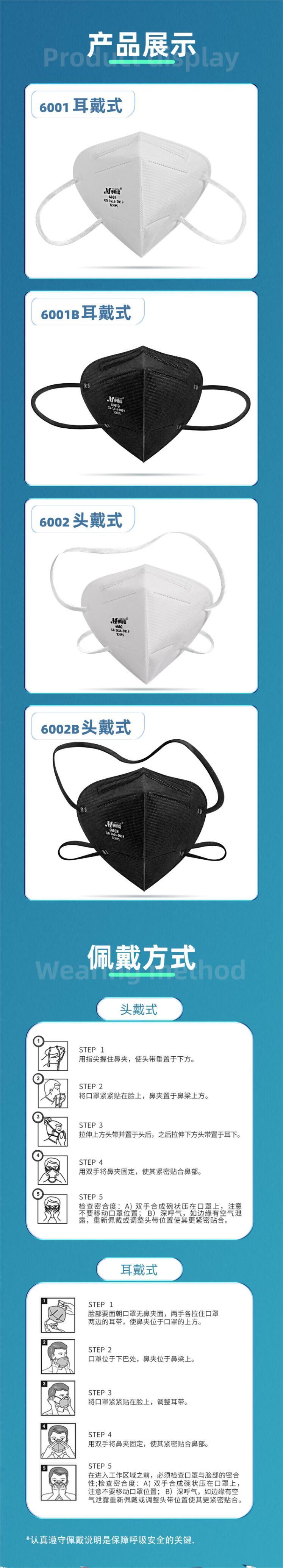麥特瑞6001 KN95白色耳帶式防塵口罩圖片4