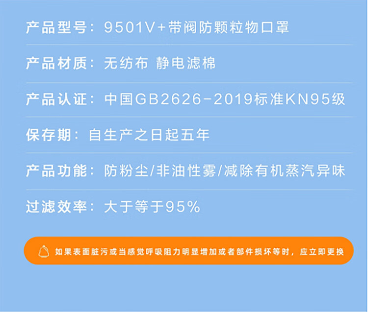 3M9501V+KN95防塵口罩(獨立裝)介紹