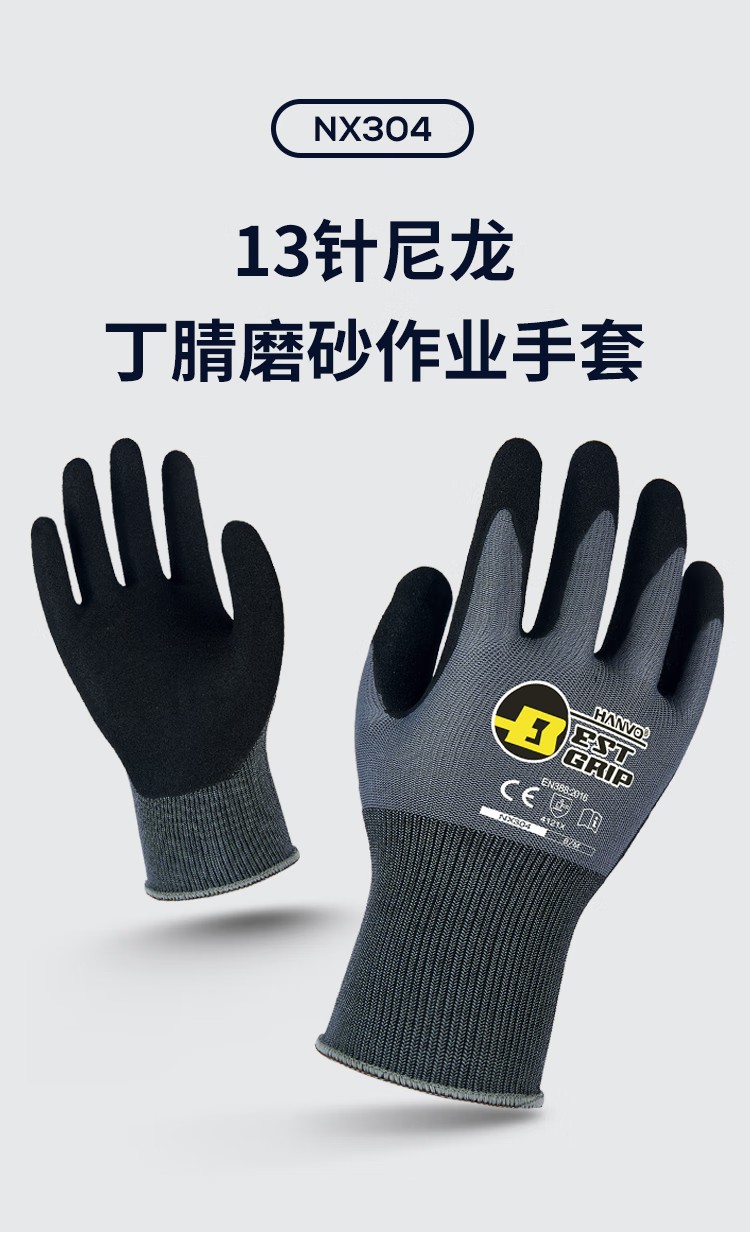 恒輝NX304丁腈磨砂透氣防滑勞保手套圖片1