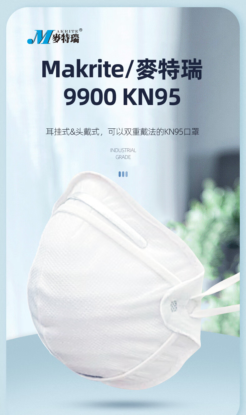 麥特瑞9900VOV KN95活性炭帶閥耳掛頭戴式雙用防塵口罩圖片1