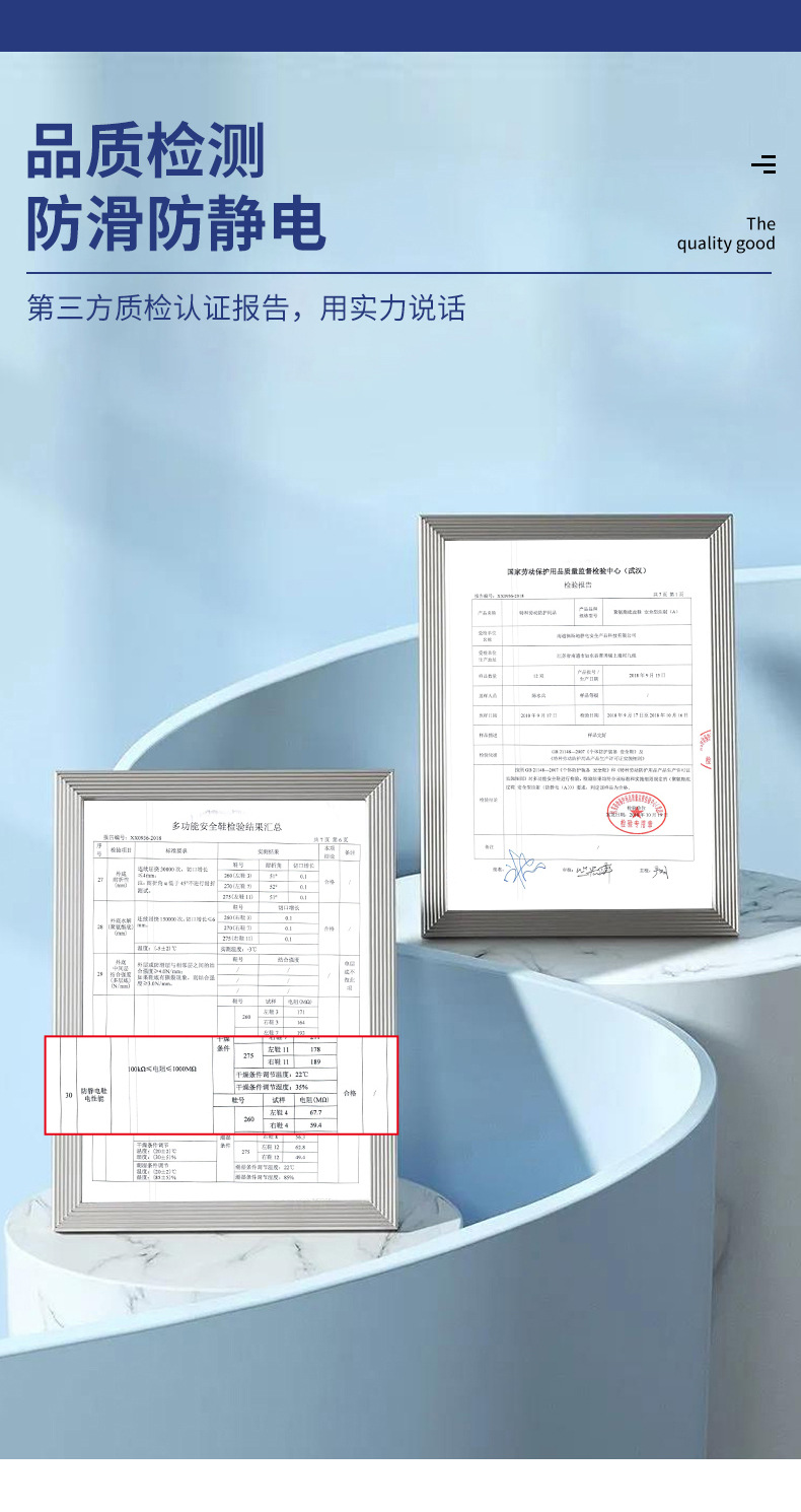 定和DH7501白色PU底防砸防刺穿防靜電安全鞋7