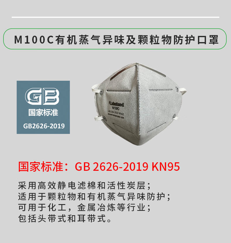雷克蘭M100C折疊式KN95防塵口罩圖片1