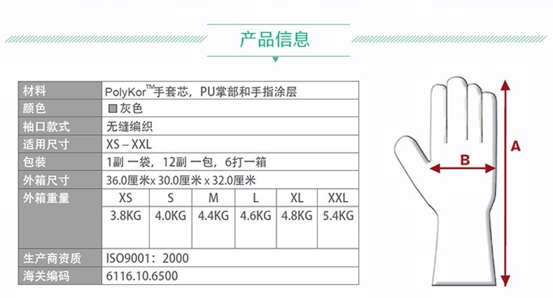 PIP 16-560灰色PU涂層防割手套圖片3