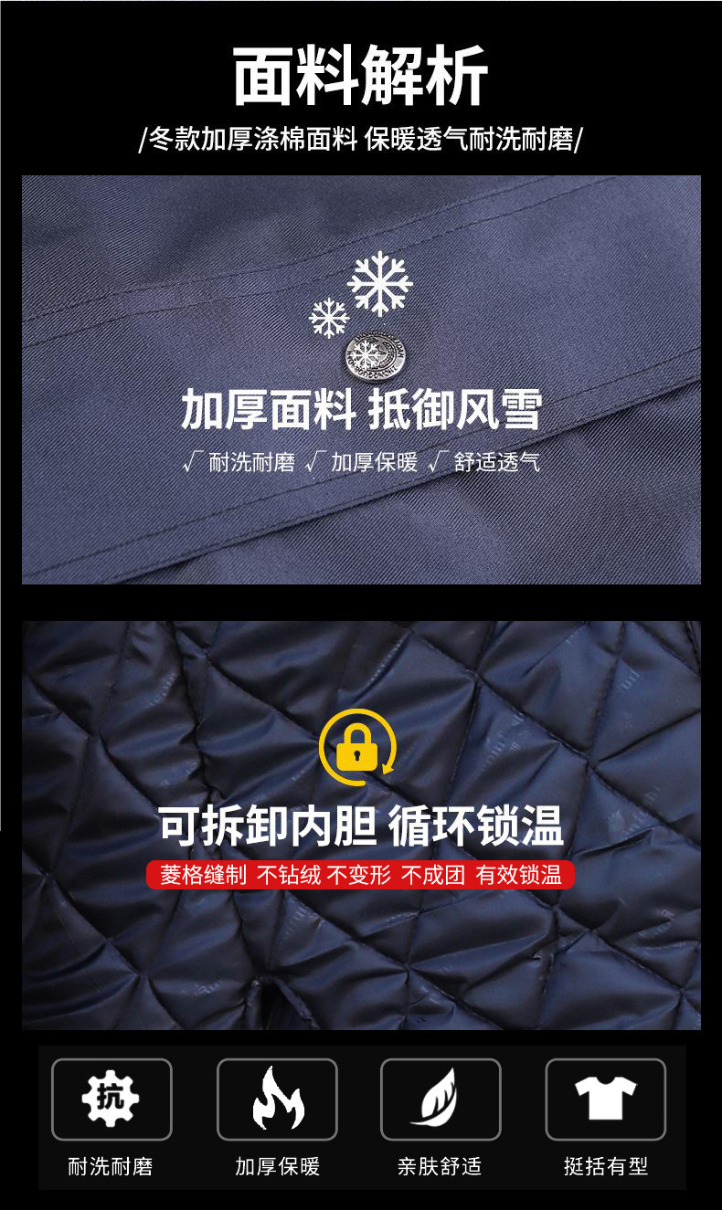 防寒服帶反光條中長款內(nèi)膽可拆卸勞保衣3