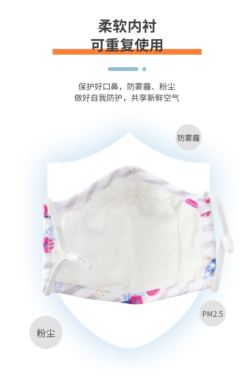 藍星藍格耳戴式兒童棉布口罩4