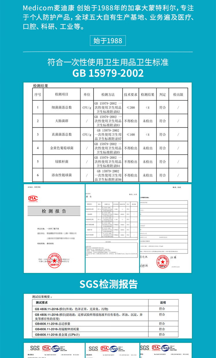 麥迪康1136C藍色無粉加強型一次性丁腈手套M圖片7