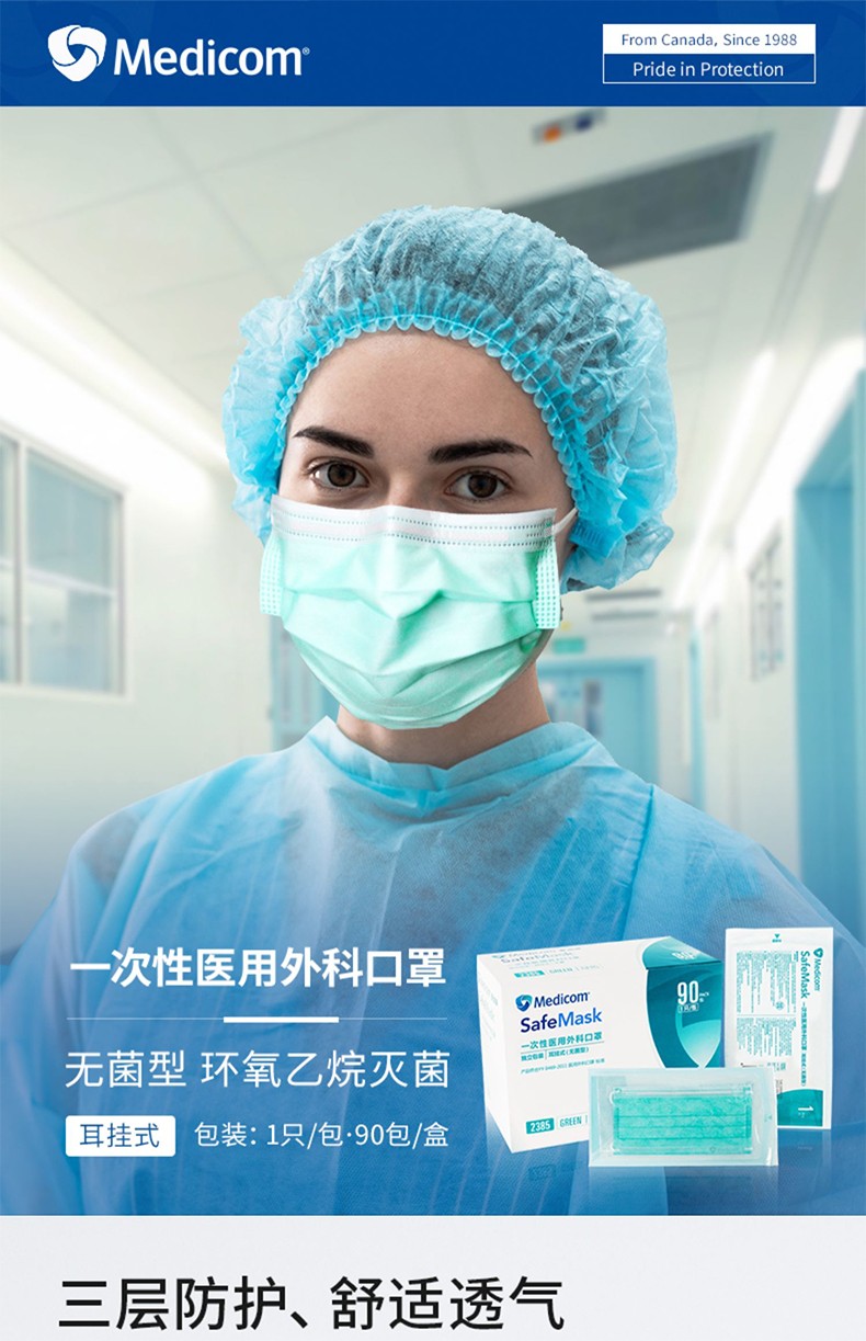 麥迪康2385無菌藍色一次性醫用外科口罩圖片1