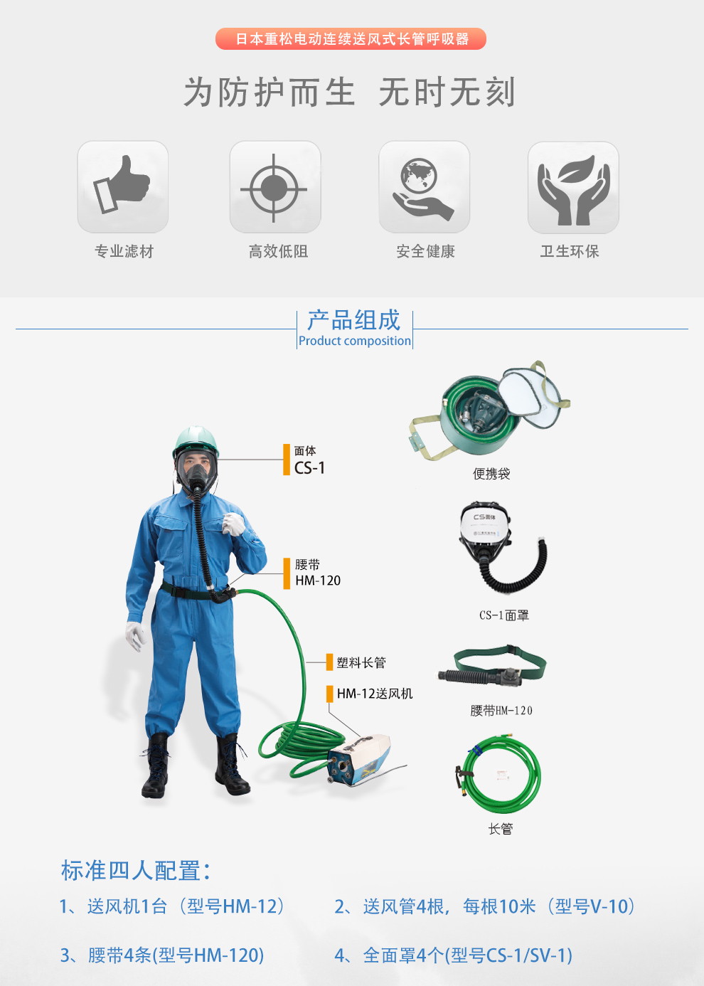 重松hm-12電動送風(fēng)式長管呼吸器2