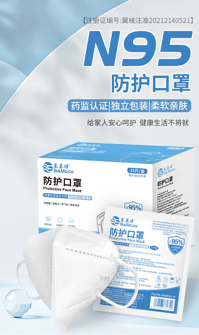 塞莫詩FMN9501折疊耳帶式醫用防護口罩圖片1