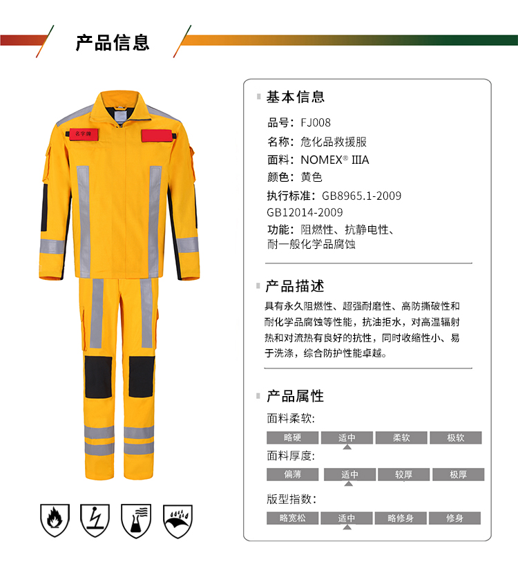 優普泰FJ008黃色危化救援服01