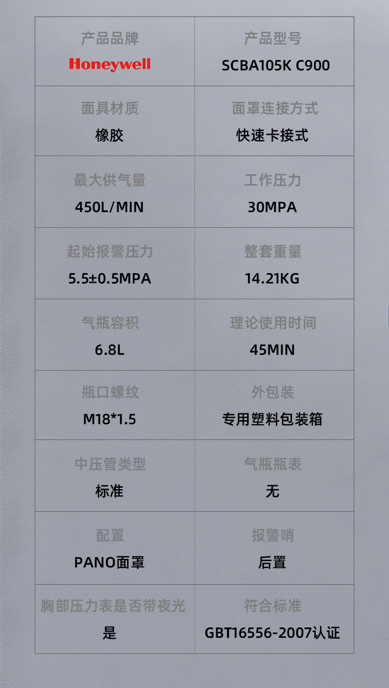 霍尼韋爾SCBA105K C900正壓式空氣呼吸器4