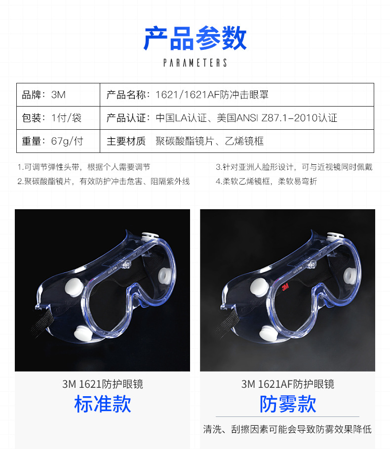 3M1621防化學(xué)護目鏡2
