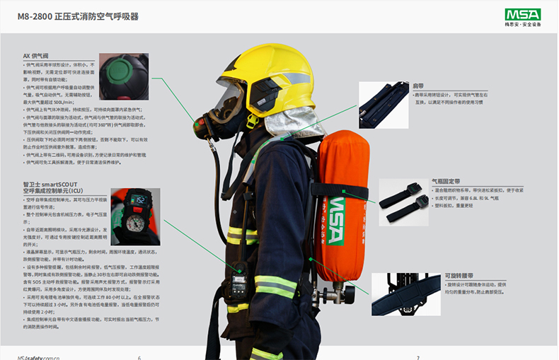 MSA梅思安10241461正壓式消防空氣呼吸器6.8L有表瓶閥M8-2800 3