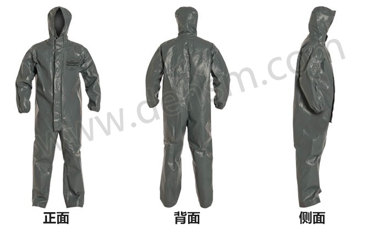 杜邦Tychem ThermoPro阻燃化學防護服圖片-正面、反面及側面