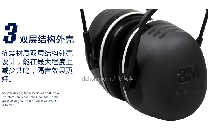 3M X5A頭戴式降噪隔音耳罩雙層結構外殼