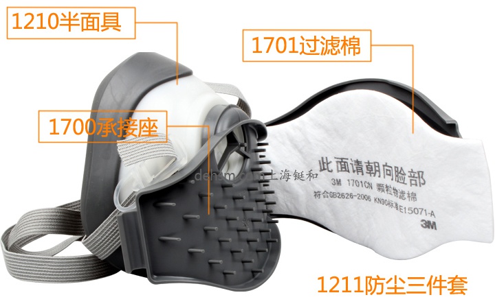 3M1701CN濾棉與3M1210面具、3M1700承接座組合套件