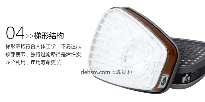 3M6001i-CN濾毒盒梯形結(jié)構(gòu)，人體工程學(xué)