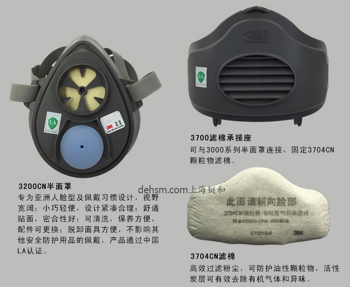 3M3704CN有機(jī)蒸汽異味濾棉搭配防毒面具圖