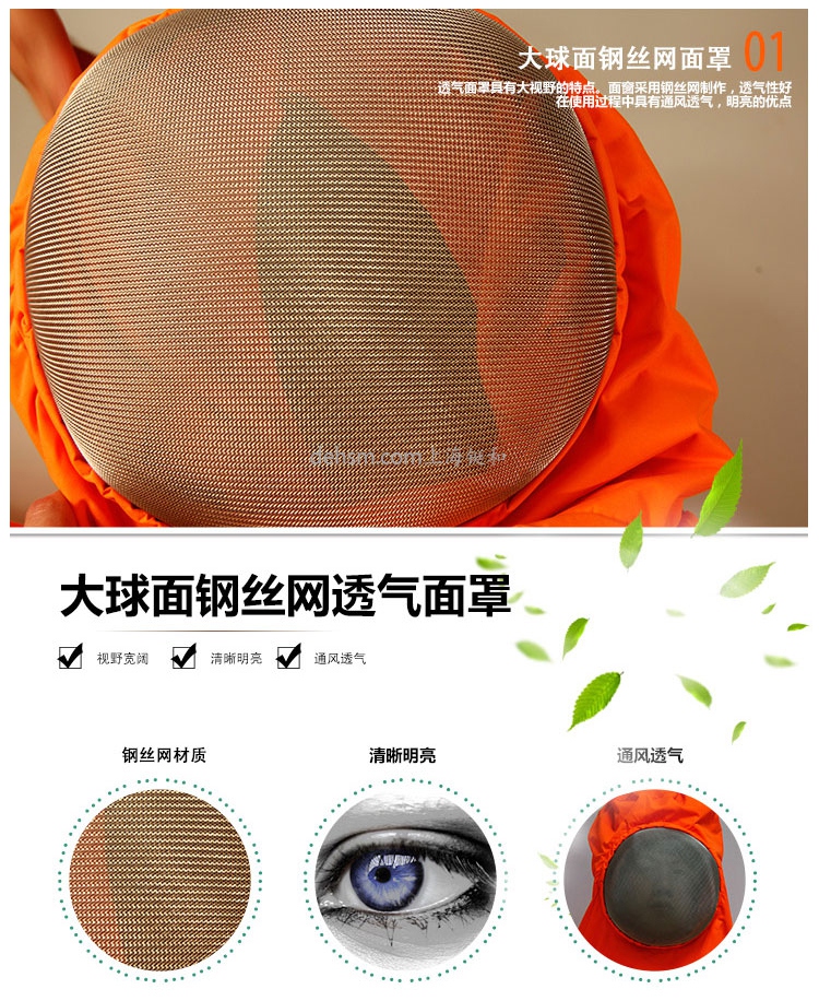 DH1030風扇型防蜂服打球面鋼絲網面罩