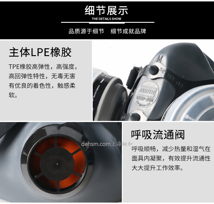 霍尼韋爾(諾斯)550030S低維護半面罩橡膠材質，螺紋接口