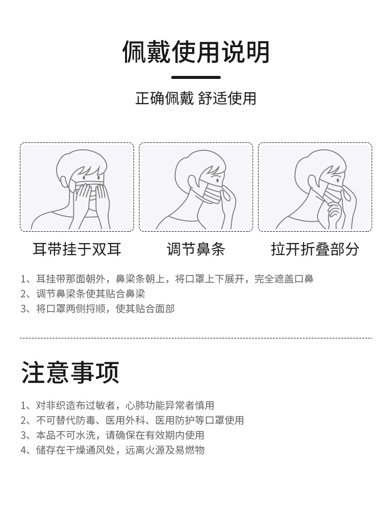 定和DH9001一次性使用無紡布口罩佩戴示意圖